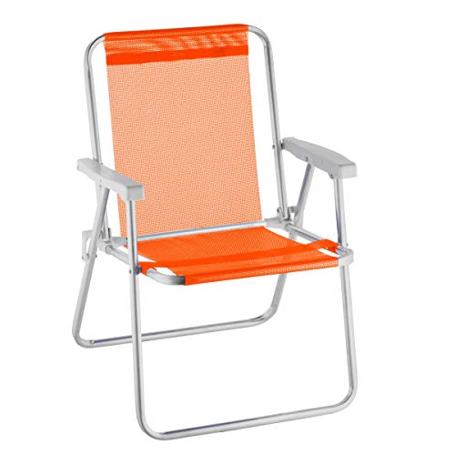 CADEIRA DE PRAIA ALTA ALUMÍNIO BEACH PREMIUM LARANJA