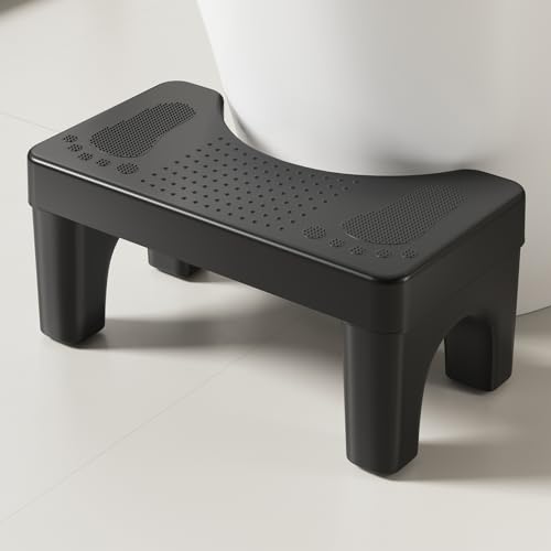 Black Toilet Stool for Bathroom, Non-Slip Poop Stool Adult, Squat