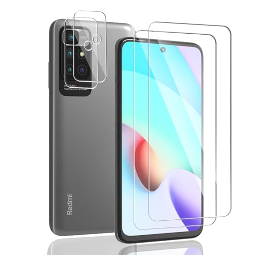 2+2 Pezzi Pellicola per Xiaomi Redmi 10 V Vetro Temperato + Fotocamera Durezza ai Bolle Protettiva per 10