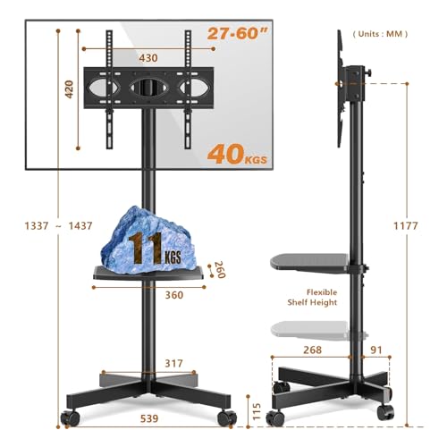 Soporte móvil para TV de piso ajustable hasta 60 pulgadas miniatura 2