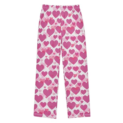 Sweet Love Heart Pattern Boys Long Pants Soft Trousers Elastic Waist Kids Lounge Bottoms with Pockets S-XL - Main Image