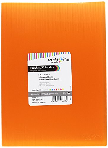 grafoplas 1461752 - 50 Sleeves, Foolscap, Tapas Folder PP, Orange, Folio