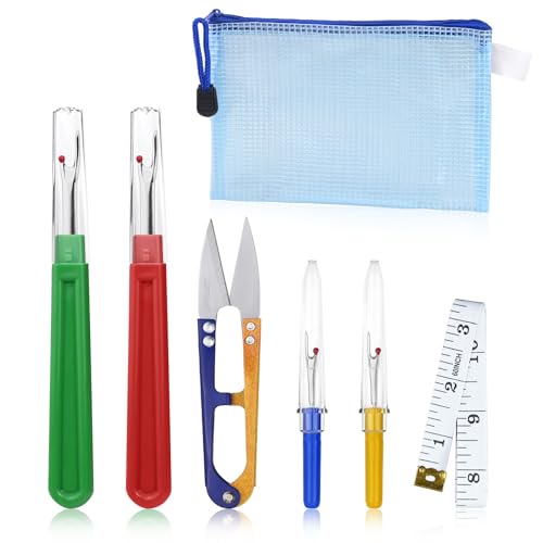 6 Piezas Desgarrador De Costuras Set, Cortador De Costura Grande Y Pequeño Hilo De Costura, Con 1 Tijeras Y 1 Caja Almacenamiento Y 1 Cinta Métrica, Para Dobladillos, Bolsillos, Set De Costura