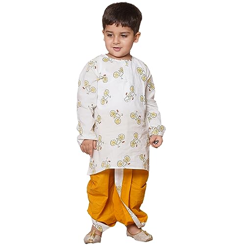 Image of AJ DEZINES Kids Ethnic Wear Pure Cotton Dhoti Kurta Set For Boys