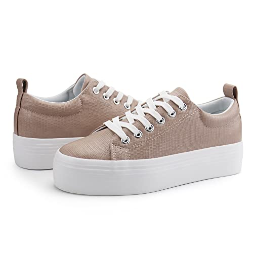 Image of JABASIC Women Lace Up Platform Sneakers Comfortable Casual Fashion Sneaker Walking Shoes