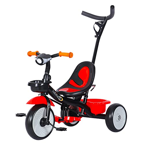 Triciclo evolutivo 3-en-1 para niños, bicicleta de tráfico de triciclo para niños de 1-6 años de edad de primera bicicleta de entrenamiento de equilibrio vehículo con pedal (negro-rojo)