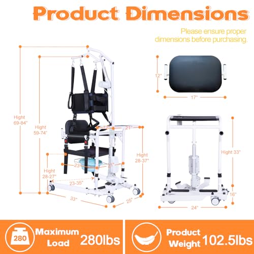 Upgrade Patient Lift for Home, Electric Transfer Lift Chair for Seniors, Assisting Walking with Electric Hoist Brackets, Foldable Wheelchair Lift for Car, Bathroom Transfer Chairs for Seniors