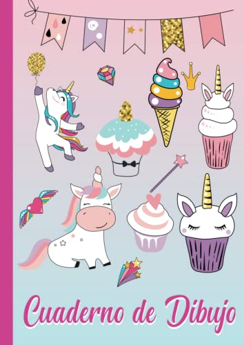 Cuaderno de dibujo: Libreta A4 unicornio para niñas 110 páginas en Blancas - Libreta escolar para dibujar, pintar y colorear