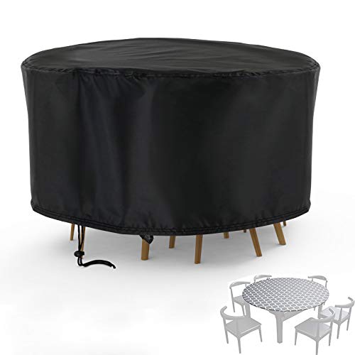 Rilime ROUND:90"D X 43"H Patio Furniture Set Cover Round, Waterproof Round Patio Table Cover Outdoor Furniture Covers cover