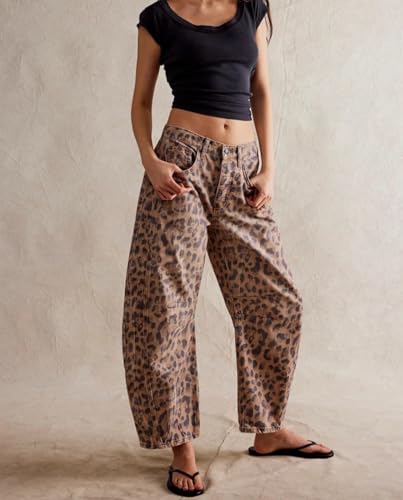 Vintage Y2K Cargo Jeans for Women Barrel Baggy Jeans Wide Leg High Waist Midrise Button Fly Causal Denim Pants2