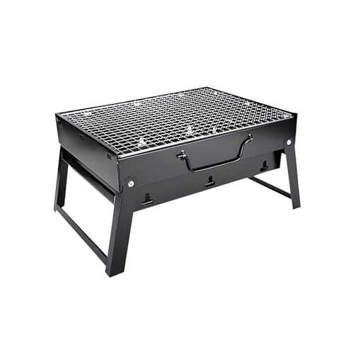 genérico Parrilla de carbón Plegable portátil, compacta y Desmontable para Exteriores, Ideal para Camping, jardín, Picnic y Exteriores (Negra, 35 x 26 x 20 cm)