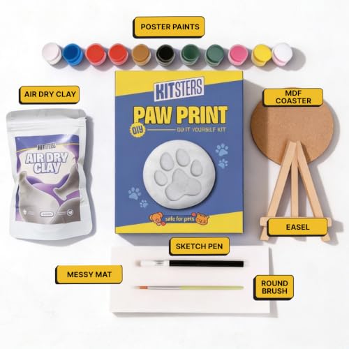 Image of KITSTERS,DIY Paw Printing Kit for Cats & Dogs,Paw Prints of Your Little Fur Babys',Fun Activity for Pet Parents - Memories,Art & Craft - Mould Cast - Epoxy Resin,Video Workshop Included, White