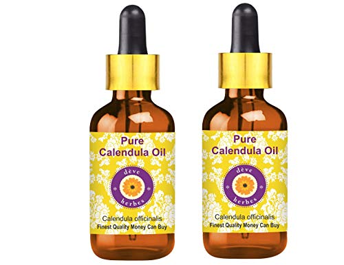 Huile de Calendula Pure Deve Herbes lot de 2 flacons de 100ml avec compte-gouttes en verre