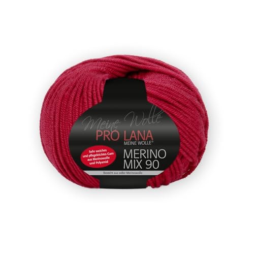 PRO LANA Merino Mix 90 - Ovillo de lana (50 g/aprox. 90 m), color cereza (31)