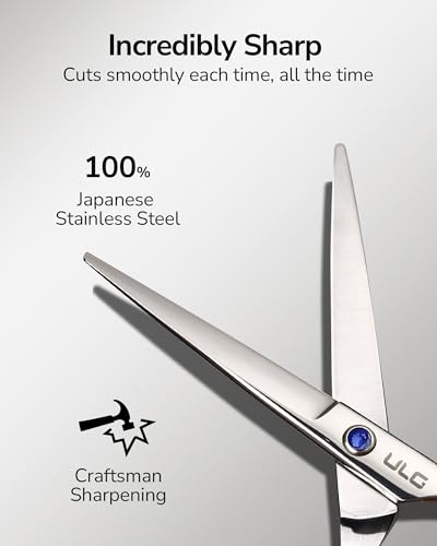 Image of Hair Cutting Scissors, ULG Professional Hair Scissors 5.5 inch Right-Hand Razor Edge Barber Shears Salon Hair Cutting Shears Made of Japanese Stainless Steel, Hand Sharpened Blue