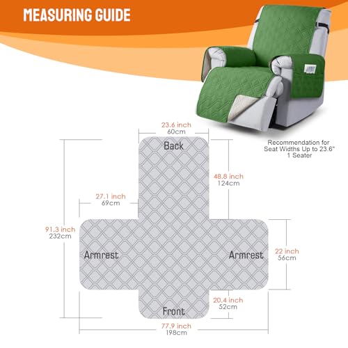 Image of VANSOFY 100% Waterproof Recliner Chair Covers, Recliner Cover Non-Slip Dog Chair Cover Furniture Protector Washable Slipcover with Pocket, Elastic Straps for Pets, Dogs(Vine Green, 23.6 inch)