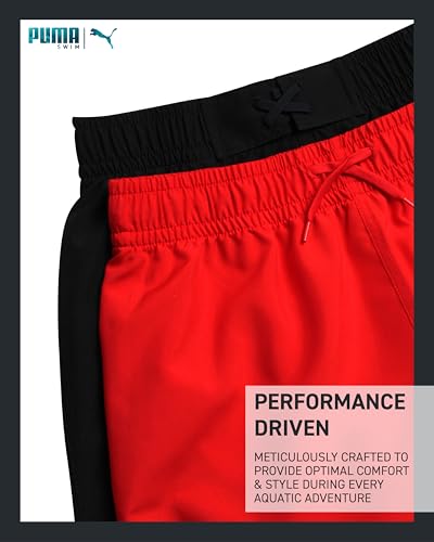 PUMA Boys Swim Trunks - 2 Pack Quick Dry Beach Bathing Suit Shorts for Boys with Breathable Mesh Lining (Sizes: S-XL)3