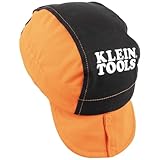 KLEIN TOOLS 60898 Flame-Resistant Welding Cap, Cotton Protective Hat with Wide Neck Bill and Sweat-Absorbing Padding Orange,Black