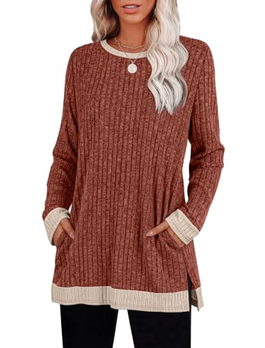 Image of Sampeel Long Sleeve Shirts for Women Tunic Sweaters Fall Fashion Outfits | Sweaters for Women, Early Fall Fashion Must Haves 2026, Long Tunic Tops, Vacation Outfits, Autumn, Plus Size Blouses