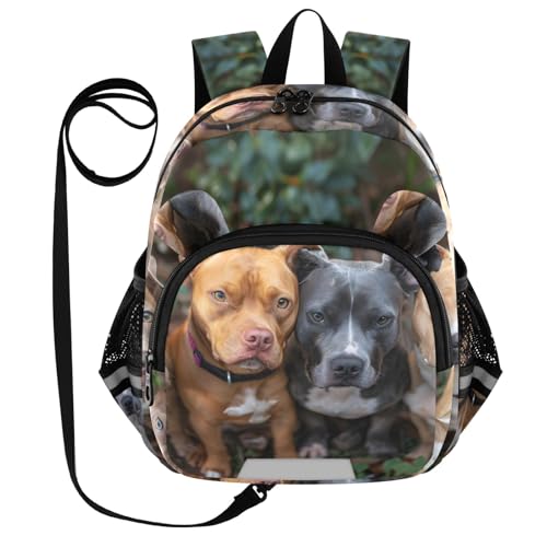 Kid's Backpack for Boys & Girls Toddler Bag A Groupt Of Pitbulls Backpack with Safety Leash - Main Image