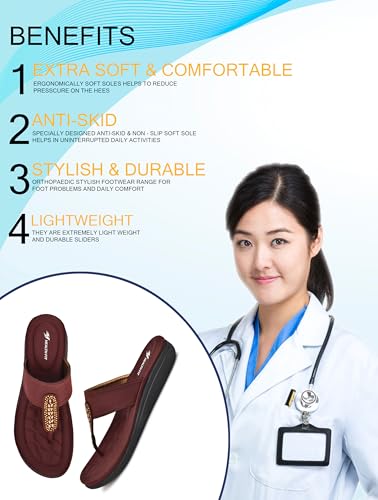 Image of HEALTH FIT EXTRA SOFT Women's Comfortable Memory Foam Doctor Slippers /Flip-Flops|Fashionable Casual & Stylish|Lightweight & Breathable|Outdoor Synthetic Casual Chappals Sandals Ladies & Girls HF23