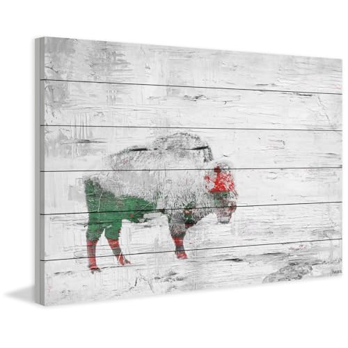 Maykoosh Buffalo Painting Print - Mediterranean Art on Wood, 32x32,