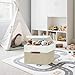 DECOMOMO Fabric Storage Bins with Lid, Storage Baskets for Shelves (Beige and White, 3 Pack)