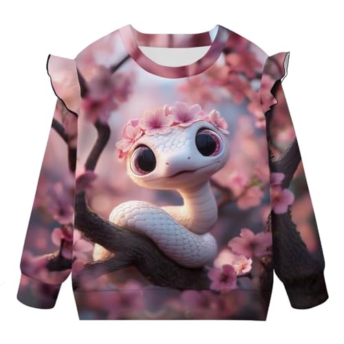 WELLFLYHOM Girls Long Sleeve Sweatshirt 1-8T Crew Neck Cute Shirt Top Pullover Ruffle Sleeve Relaxed Fit Sweater Shirts4