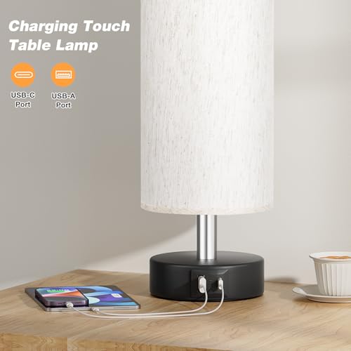 Image of Small Table Lamps for Bedroom set of 2 - Touch Lamps with 3 Way Dimmable