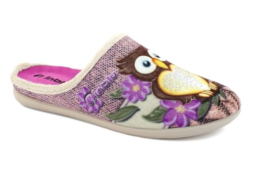 inblu Pantofole Donna invernali stampa cuccioli Leggere e Flessibili con pratico Plantare Estraibile Antistress
