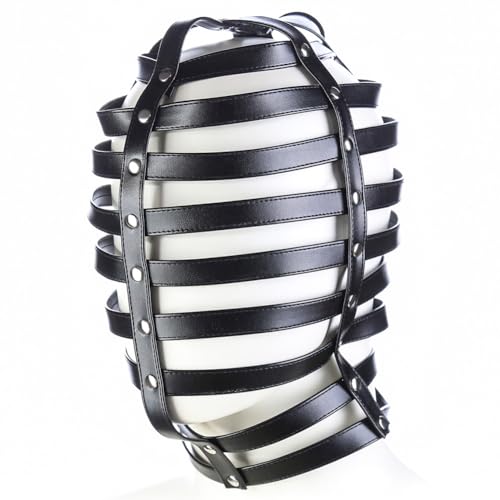 SXOVO BDSM Maske Bondage Maske Verstellbare Ledermaske Fetisch SM Cosplay Kopfmaske Sexspielzeug für Männer Frauen Paare