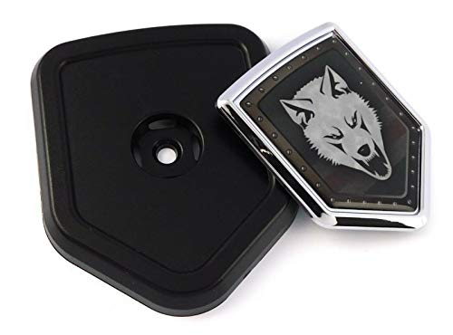 Image of Chechnya Chechen wolf flag Car Truck Black Shield Grill Badge chrome emblem 2.6 inch x 3.1 inch