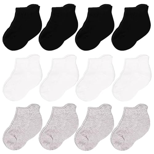 Image of CozyWay Baby & Toddler Socks Ankle Comfy Cotton Socks For Girls and Boys No Show Infant - 12 Pack