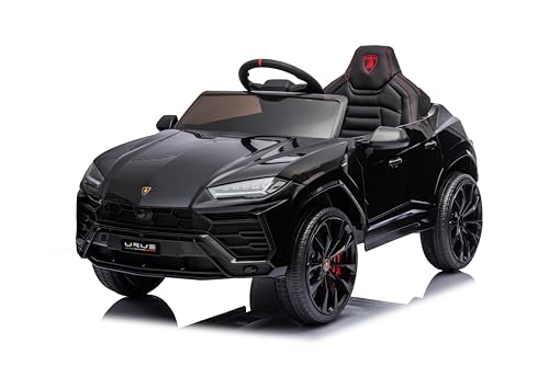 FINOOS Lambo Urus Elektroauto für Kinder, Originallizenz, Batterie, vertikal öffnende Türen, 2 Motoren, 12-V-Batterie, 2,4-GHz-Fernsteuerung, 1 bis 4 Jahre (Schwarz)