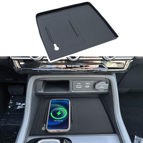 PIMCAR Center Console Mat Compatible with 2023-2026 Honda Pilot/2026 Honda Passport, Silicone Waterproof Phone Charger Protective Mat Liner Wireless Charging Anti-Slip Pad Accessories