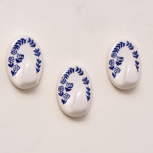 Indian Shelf 3 Pack Ceramic Hooks Decorative Adhesive Mudroom Sticky
