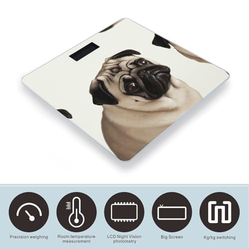 Báscula digital de baño inteligente con diseño Pug Dog miniatura 3