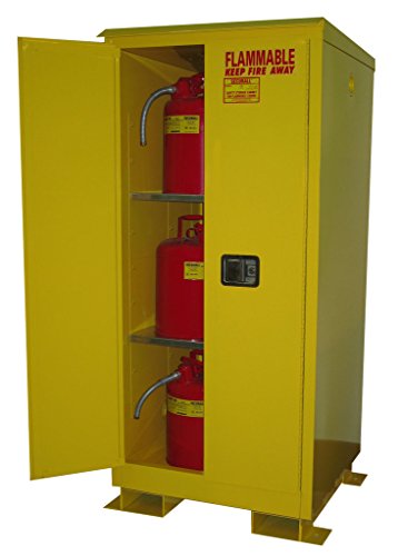 SECURALL A160WP1 Weatherproof Flammable Storage Cabinet, Outdoor, Non-Corrosive Cabinet, 15 YR Warranty, 2-Door, 60 Gal Capacity, 69 x 31 x 31 in, 2 Shelves, FM Approved, Smart Certified - Yellow