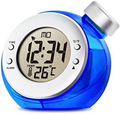 Water Powered LCD Alarm Clock with Temperature Thermometer (Blue)