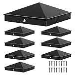6x6 Post Caps, Black Fence Post Caps with Screws, Aluminum Alloy Pyramid Caps Fit 5.5 Inch Wood Posts, Easy Installation, Waterproof Post Covers Capuchon Poteau for Deck, Corridor, Mailbox - 8 Pack