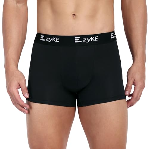 Image of Zyke Men's Cotton Trunk Innerwear | 95% Cotton 5% Elastane Stretch Underwear | Ultra Soft Waistband Anti-Bacterial Moisture Wicking Trunks for Men (Pack of 1)