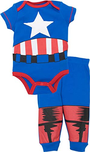 Marvel Avengers Baby Boys' Bodysuit & Pants Clothing Set, Captain America (3-6M)