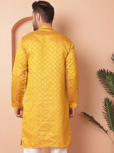 Image of Jompers Silk Men's Regular Fit Woven Design Kurtas