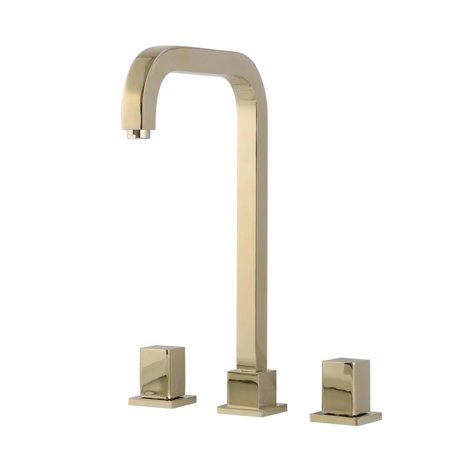 Soywim Polished Gold-1 Gold Deck Mounted Installation Three Holes Double Handle Vanity With Sink, Cold And Hot Mixer Bathroom Faucet,High-Pressure Resistant(Polished Gold-1)
