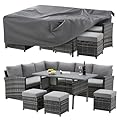U-MAX Patio Furniture Set Cover, Outdoor Patio Table and Chair Set Covers for Backyard, Waterproof & Large Rectangle Patio Table Cover 90.5"x72.5"x27.5", Grey
