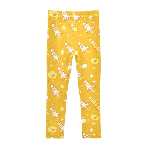 KLL Cartoon Space Pattern Rockets Toddler Girls' Cotton Pants Comfortable High Waisted Athleisure Pants Exercise2