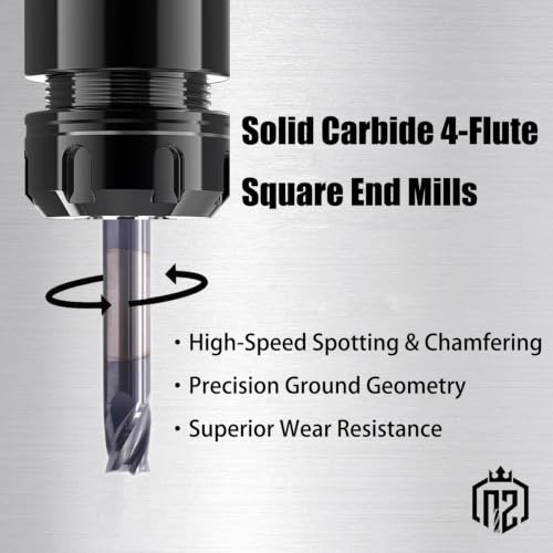 Image of NZ 1 /4 inch 4-Flute Double-Ended Square End Mills, CNC Milling Bits AlTiN-Coated Solid Carbide for Alloy Steel, Hardened Steel & Stainless Steel | 5-Pack