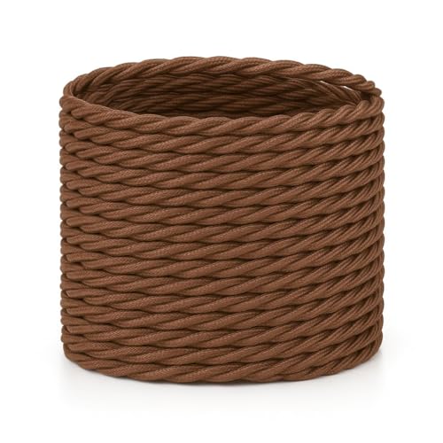 Image of LEDSone Brown 18 AWG Fabric Covered Electrical Wire 32.8ft 3 Conductor Twisted Cord 0.75mm Tinned Copper PVC Cable for Pendant Lights Chandeliers Lamp Rewiring DIY Indoor Projects