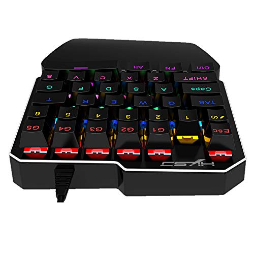 Gaming-Tastatur und Maus kombiniert, LED Regenbogen-Hintergrundbeleuchtung USB Wired Keyboard 35 Schlüssel, Ergonomische Handgelenkauflage Einhand