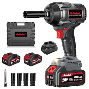 1200N.m Power Impact Wrenches 886Ft-lbs 1/2 inch Impact Gun with 2x 4.0Ah Batteries and Charger 3 Variable Speeds High Torque Impact Driver for Car/Mower/Pickup